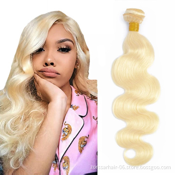 Raw blonde 613 virgin remy hair colors extensions weaving, platinum blonde human hair extension braiding